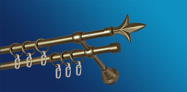 Карниз для шторы Plastidea Лилия металлический двойной с крючками D 16/16 мм 200 см Антик