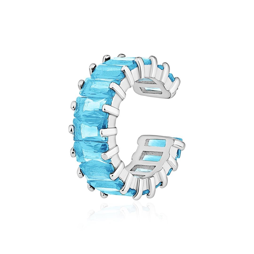 Каф на ухо Azure Glow из серебра Голубой (35080702)