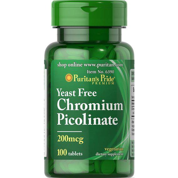 Микроэлемент Хром Puritan's Pride Chromium Picolinate Yeast Free 200 mcg 100 tabs