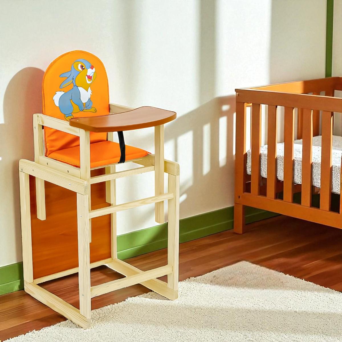 Стульчик для кормления Мася Серый зайчик Оранжевый (№2041) - фото 2