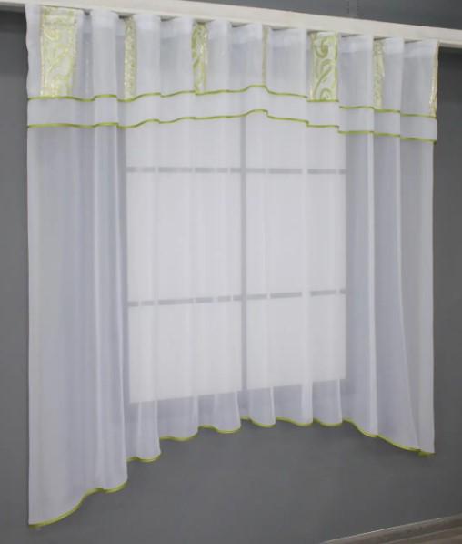 Фіранка кухонна з аркою 280х170 см Білий/Золотисто-зелений (036к) - фото 3 Фіранка кухонна з аркою 280х170 см Білий/Золотисто-зелений (036к) - фото 3