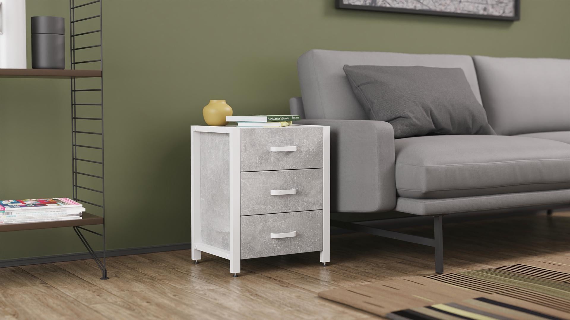 Тумба универсальная Ferrum-decor Вивьен ДСП 16 мм 3 50x41x40 белый/Бетон (FRD-106929)