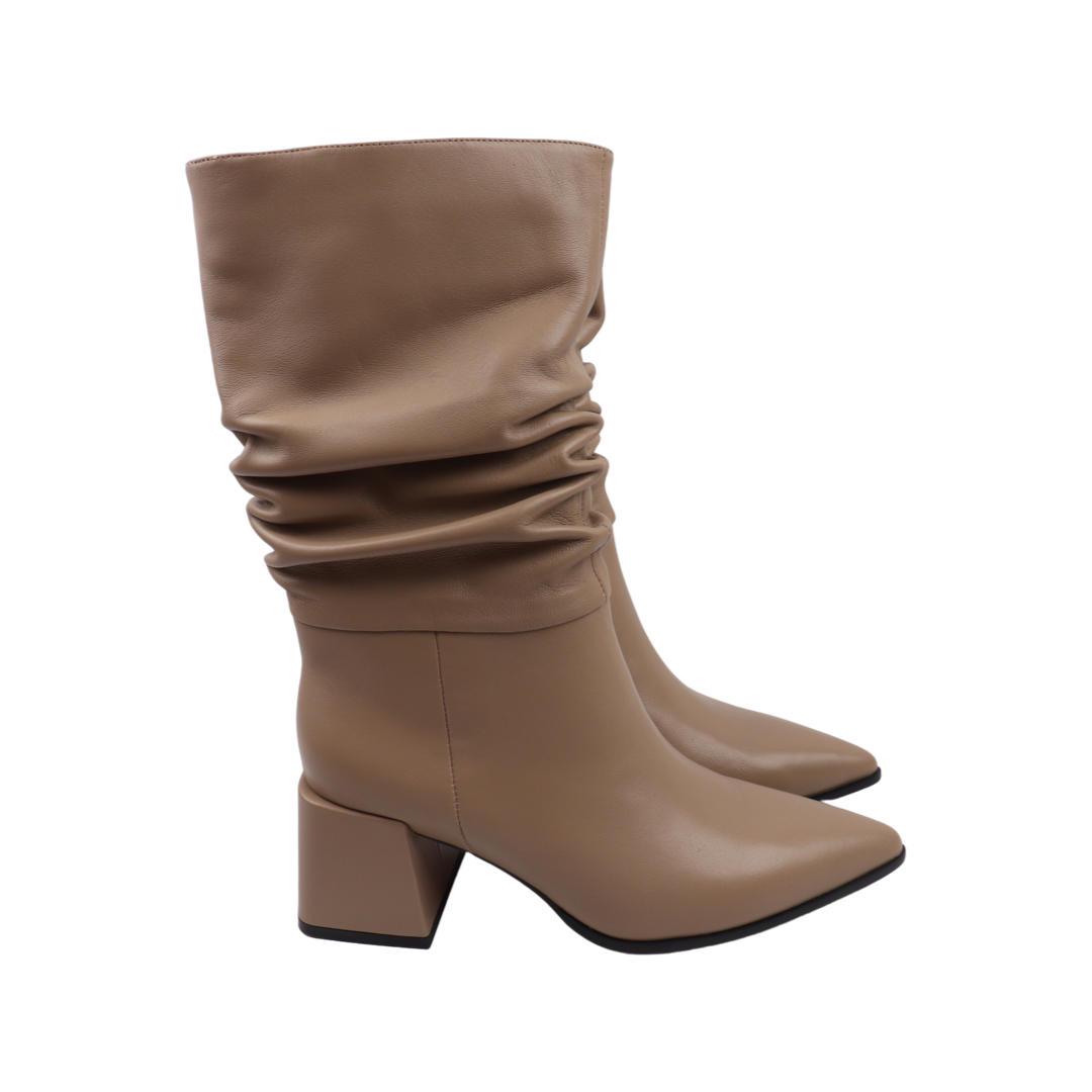 Сапоги женские Angelo Vani из кожи р. 40 Бежевый (188-22DS)