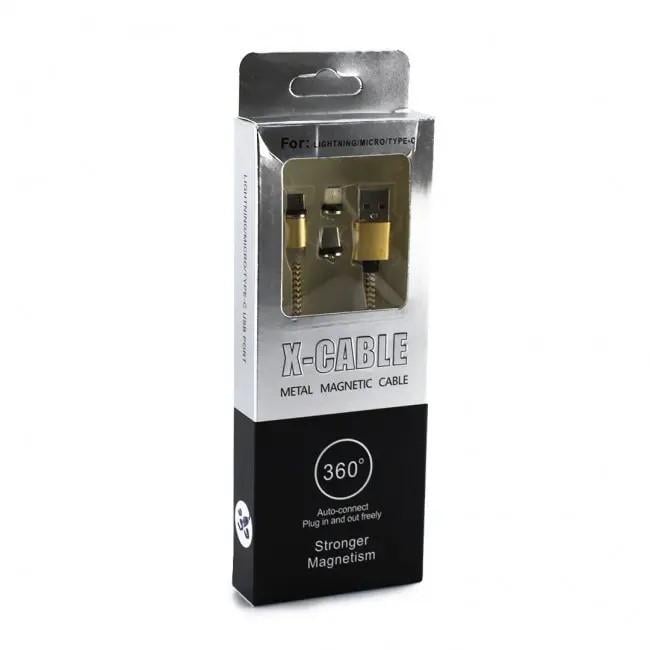 Кабель магнитный M3 3в1 Type-C/Micro USB/Lightning с круглым разъемом 1 м (4994)