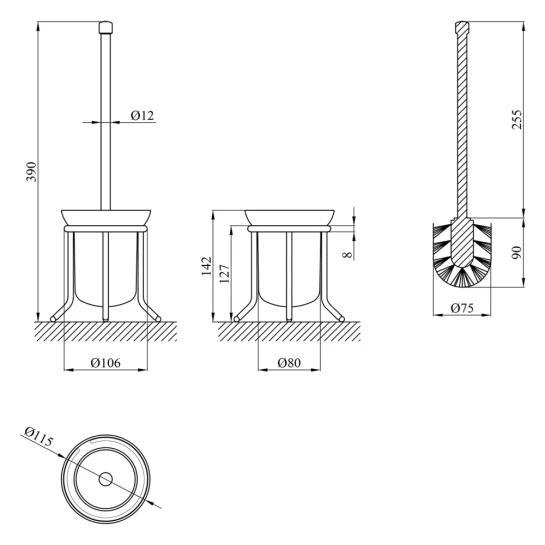 Ершик для унитаза напольный Kroner KRM Rizze-ACG323 Белый/Хром (CV022911) - фото 2 Ершик для унитаза напольный Kroner KRM Rizze-ACG323 Белый/Хром (CV022911) - фото 2