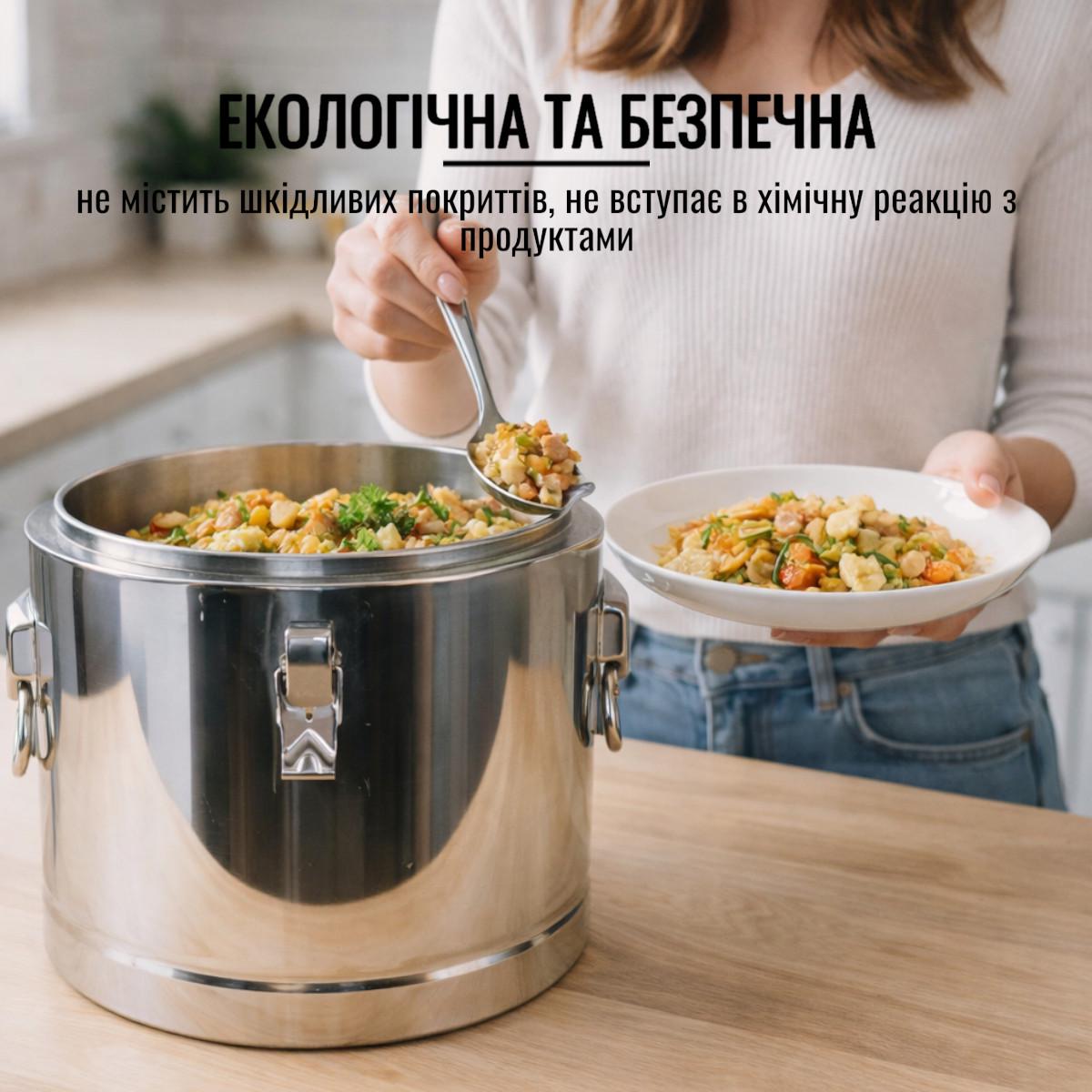 Термокастрюля пищевая на 20 л A-PLUS из нержавеющей стали для транспортировки пищи (2201) - фото 7