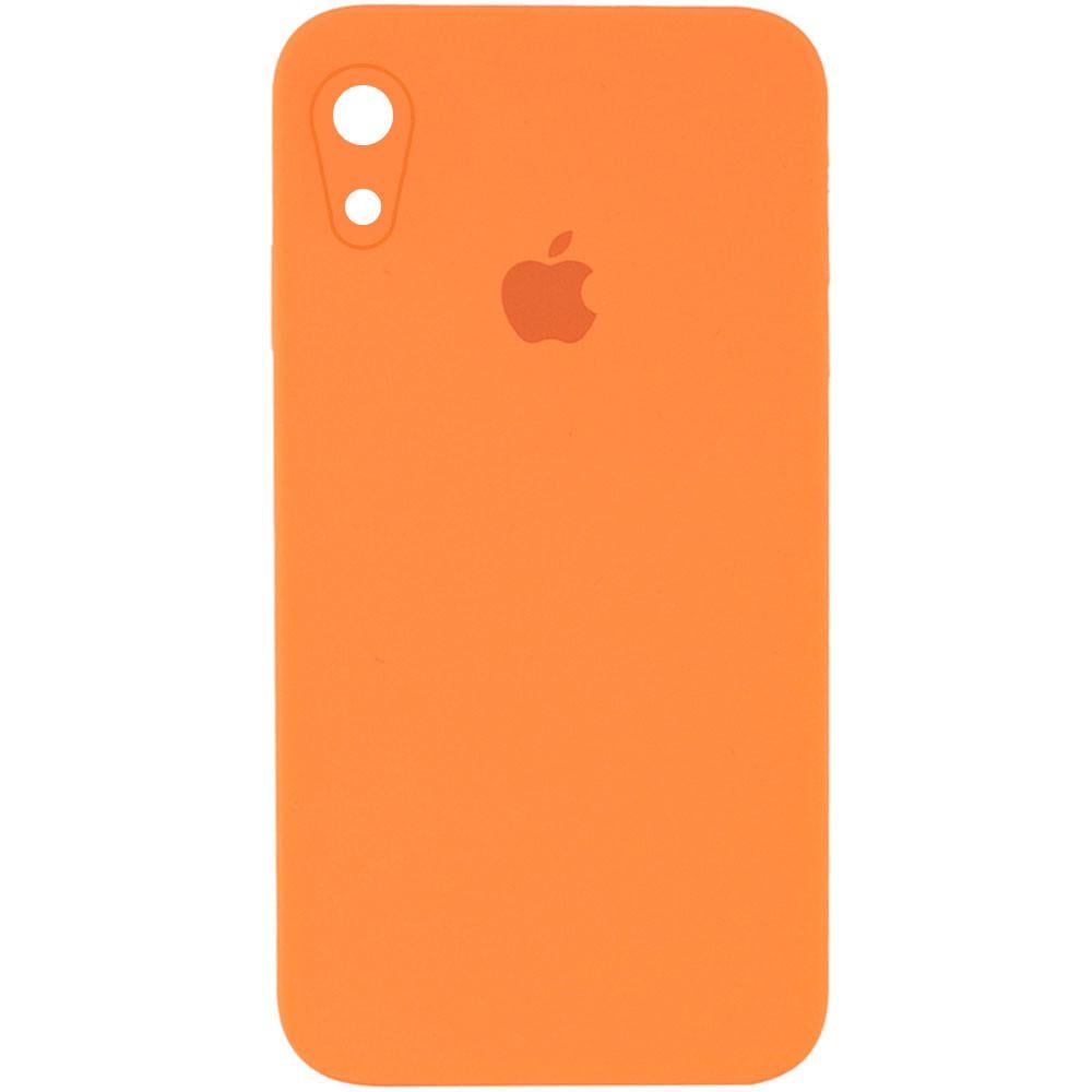 Противоударный чехол Silicone Case Square Full Camera Protective (AA) для Apple iPhone XR (6.1") Оранжевый / Papaya