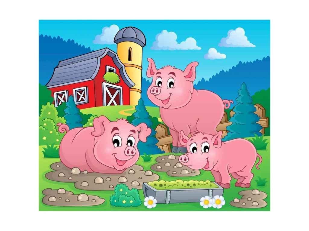 Картина по номерам Strateg Свинки в грязи 30х30 см (ES163)