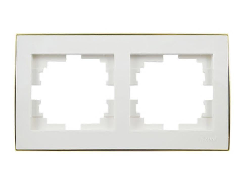 Рамка двомісна горизонтальна Lezard Rain з боковою вставкою Золотий/Білий (00000004893)