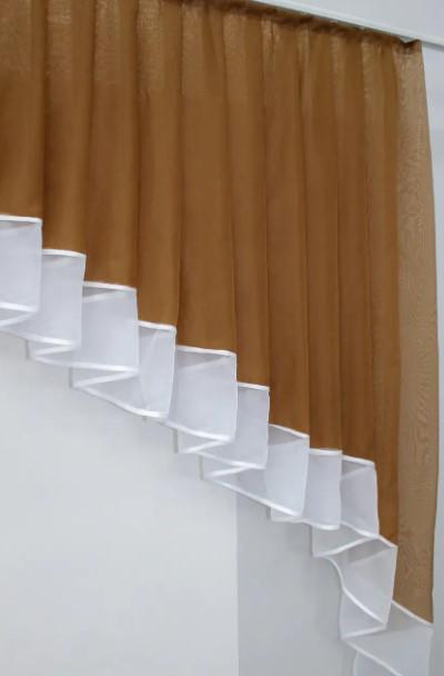 Занавеска на кухню/балкон с ламбрекеном шифон 200х170 см Коричневый/Белый (062к) - фото 2 Занавеска на кухню/балкон с ламбрекеном шифон 200х170 см Коричневый/Белый (062к) - фото 2