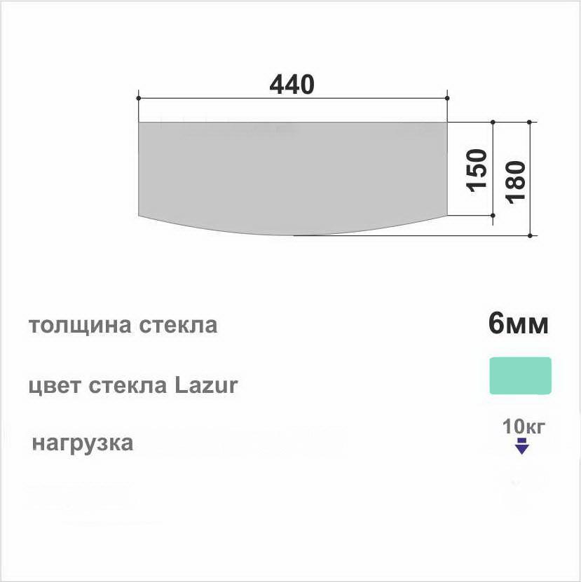 Полка универсальная прямая Commus Gamma PL 6 RLaz 180х440х6 мм Лазурный (160000017) - фото 2