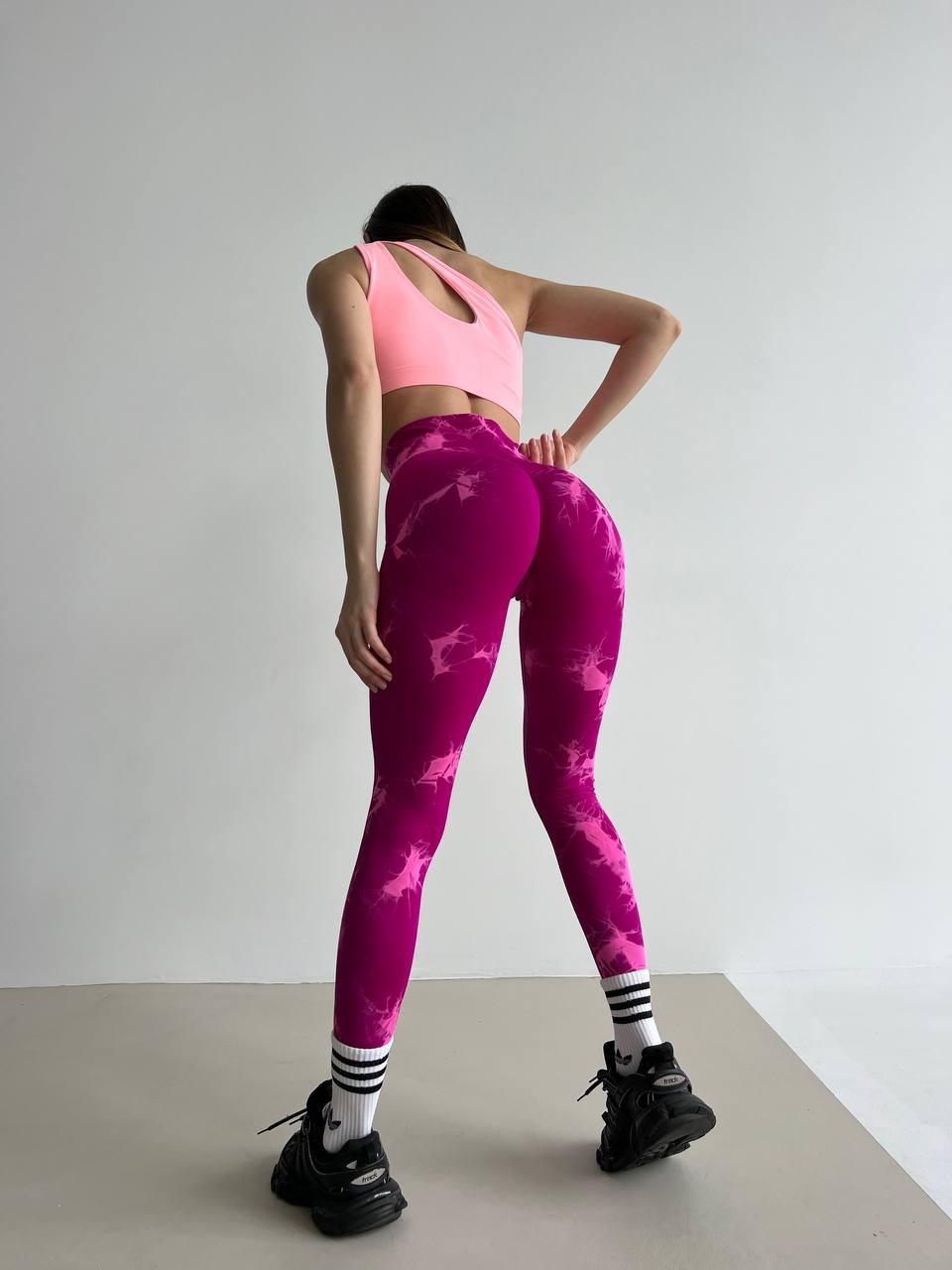 Леггинсы с мраморным принтом L Фуксия (HX0170000L) - фото 4 Леггинсы с мраморным принтом L Фуксия (HX0170000L) - фото 4