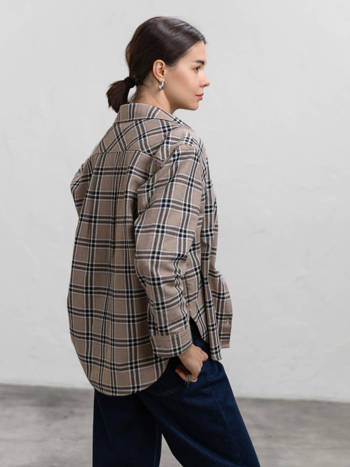 Сорочка жіноча бавовняна в клітинку FROMUS XL Коричневий (9511-15) - фото 4