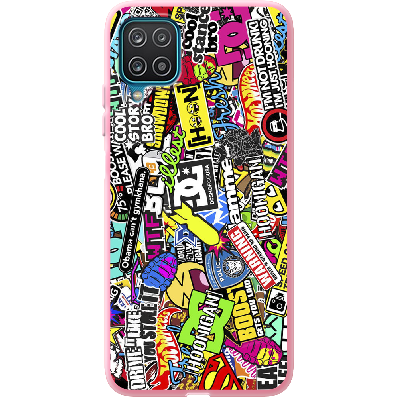 Чехол BoxFace Samsung A125 Galaxy A12 Multicolored Inscriptions Розовый силикон (41506-up880-41674)