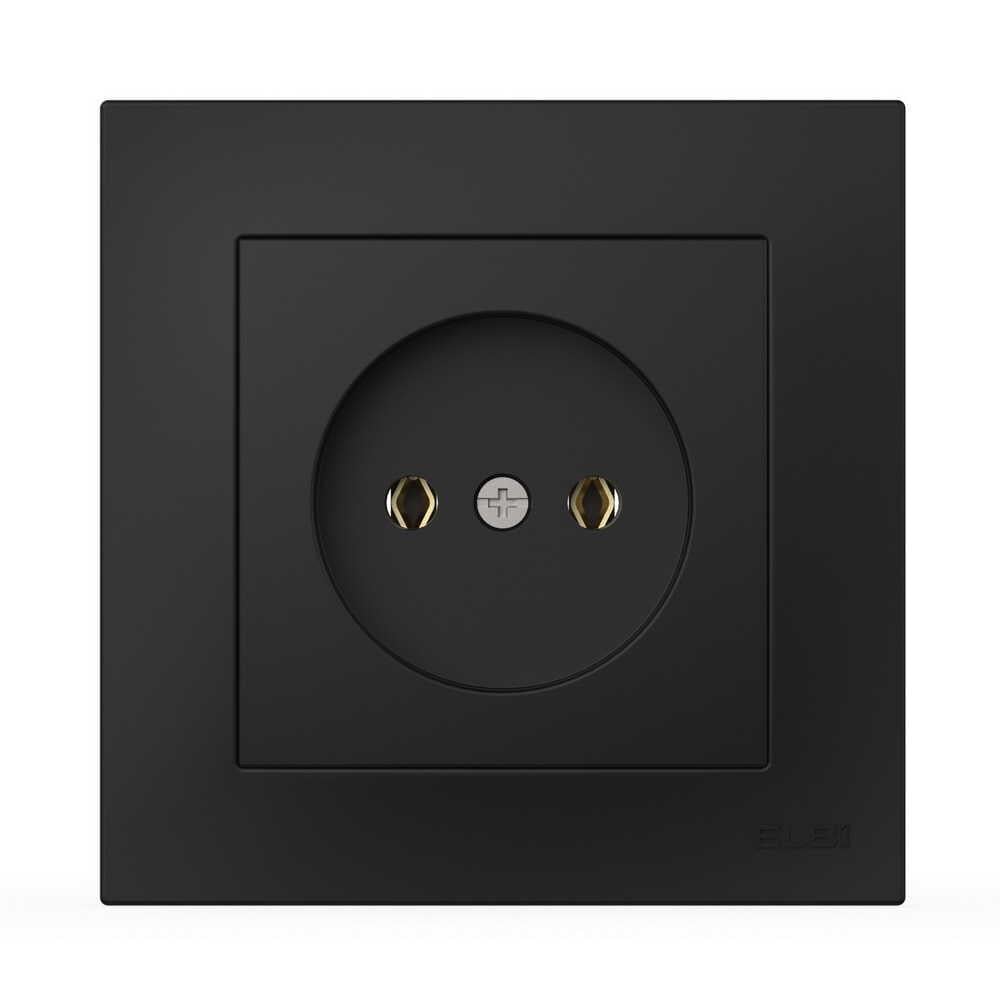 Розетка одинарная без заземления ELBI VEGA матовый Черный (00000024646)