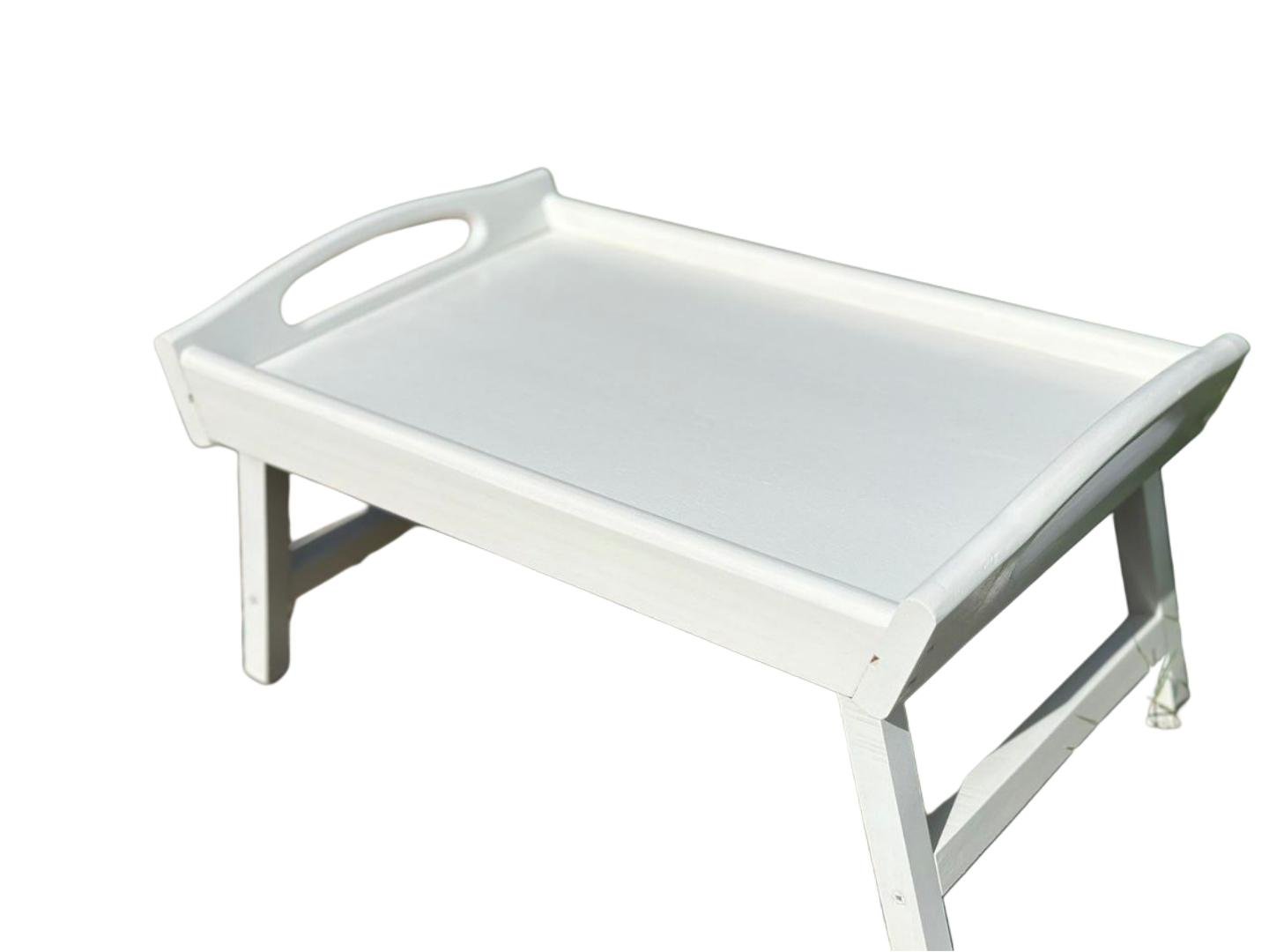 Столик-піднос складаний дерев'яний лакований 43x28x20 см Білий (7035) Столик-піднос складаний дерев'яний лакований 43x28x20 см Білий (7035)
