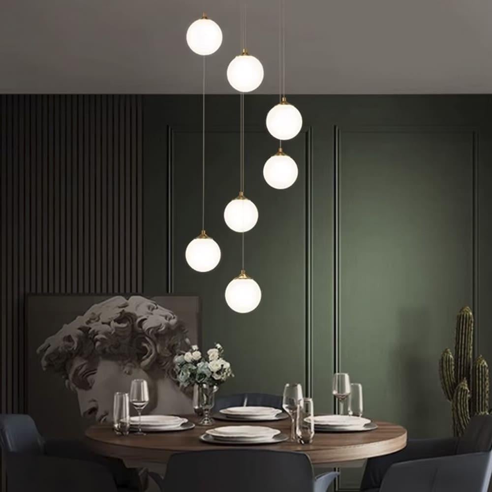 Люстра-пучок на 7 білих плафони Латунь (MJ201/7 AB+WT) - фото 5