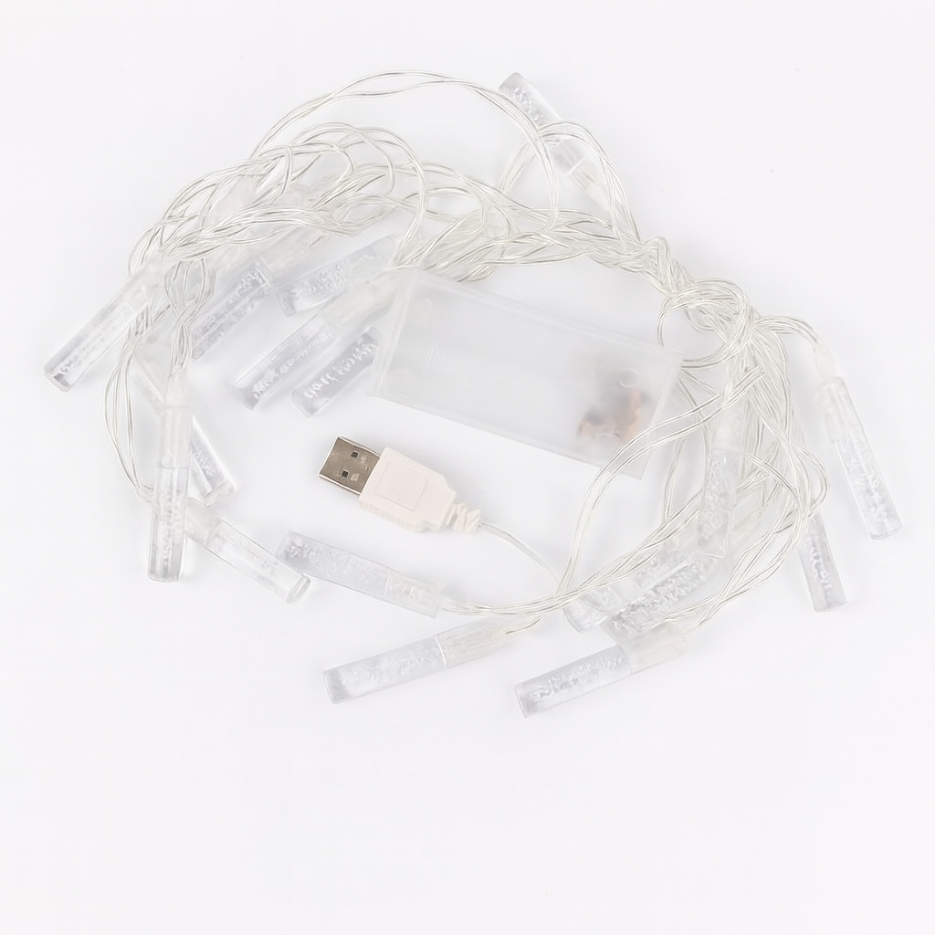 Гирлянда светодиодная Stenson Firefly 20 LED Белый 3 м Прозрачный (612914)