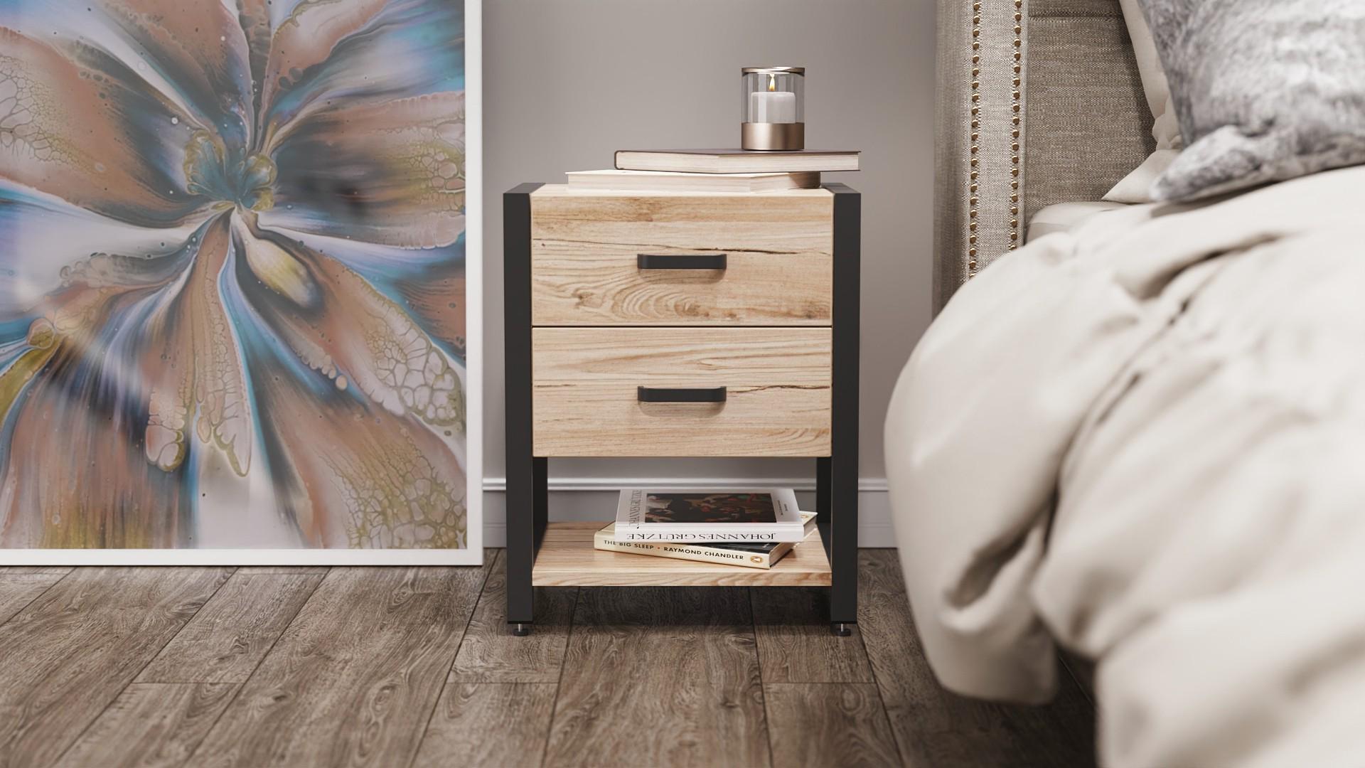 Тумба универсальная Ferrum-decor Вивьен 2/1 ДСП 16 мм 50x41x40 см Черный/Дуб Артизан (FRD-104172)