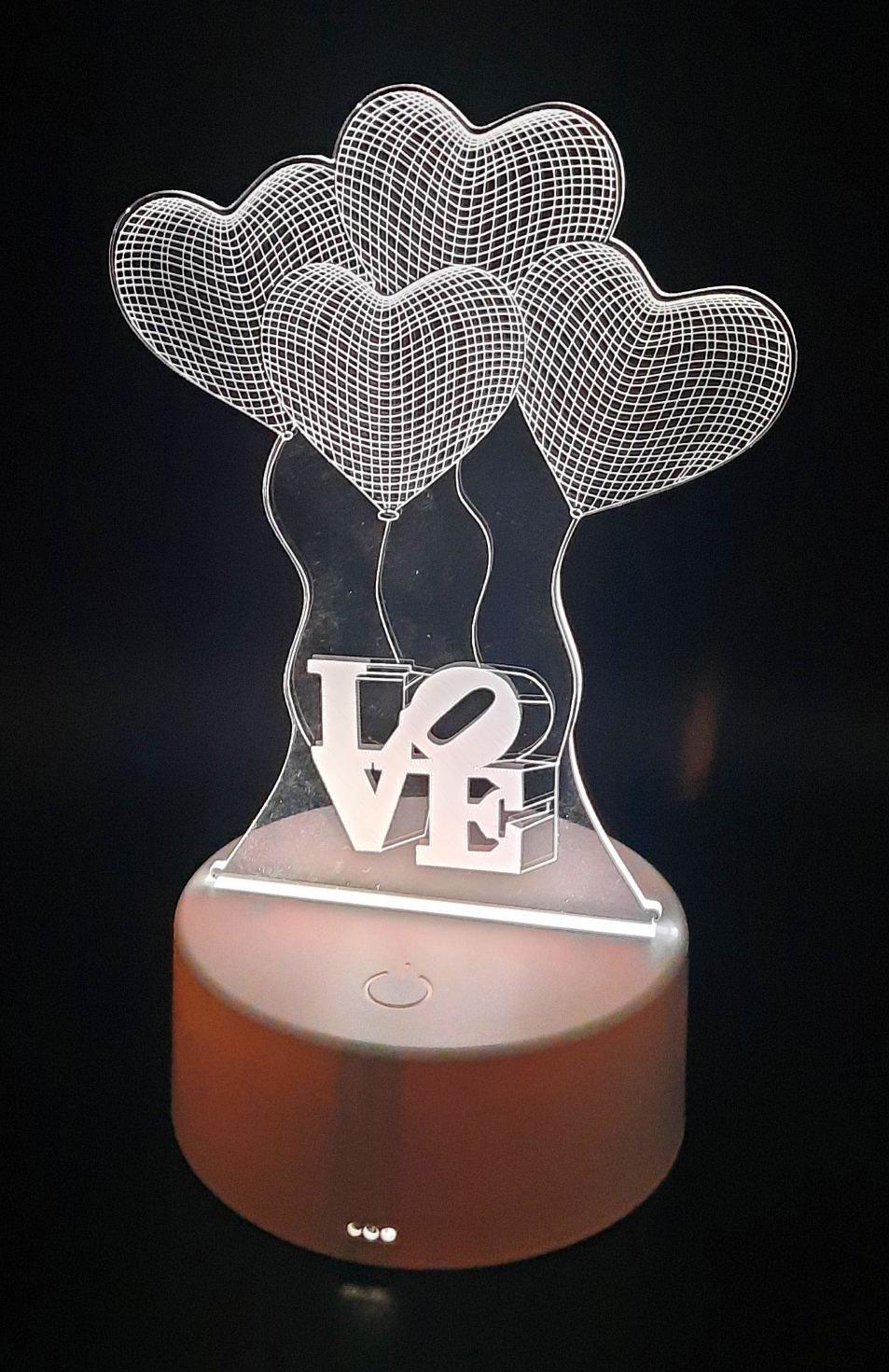 3D LED нічник світильник 16 кольорів LOVE