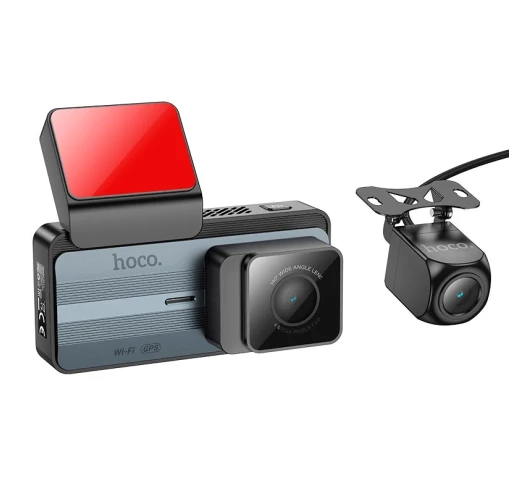 Відеореєстратор з WI-FI та GPS Hoco DV12 2K з камерою заднього виду Сірий