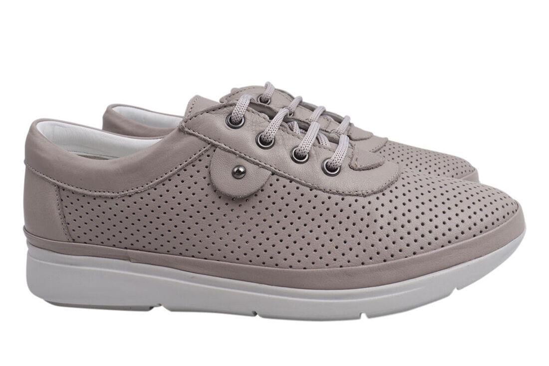 Кеди жіночі Trio Trend зі шкіри на низькому ходу на шнурівці Сірий (46-20/21LTCP 36)