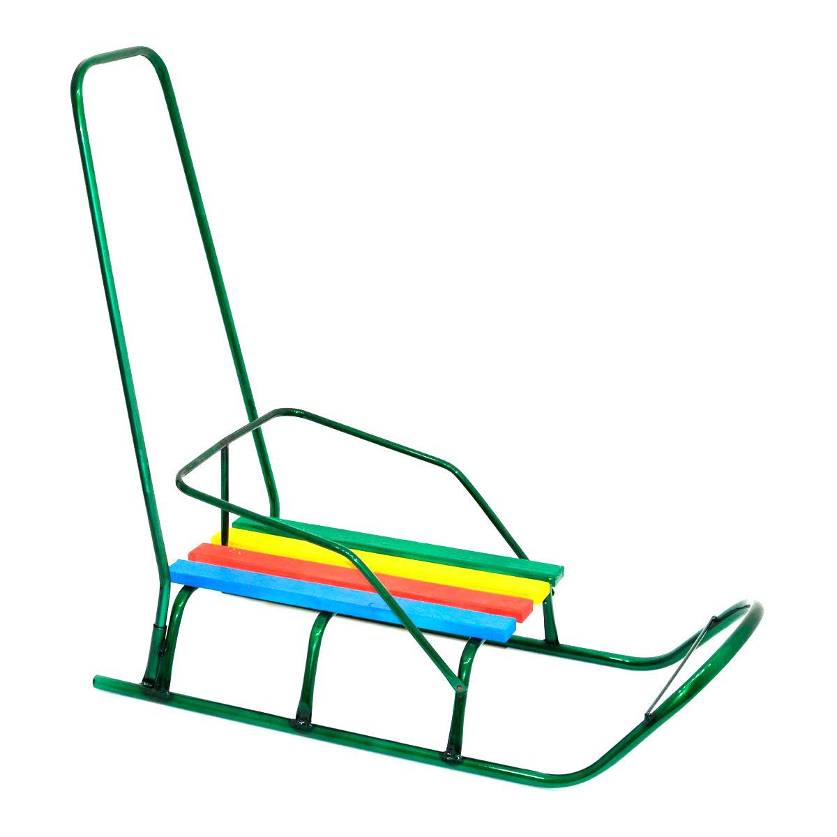 Санки Классик круглые полозья с ручкой Зеленый (228435)