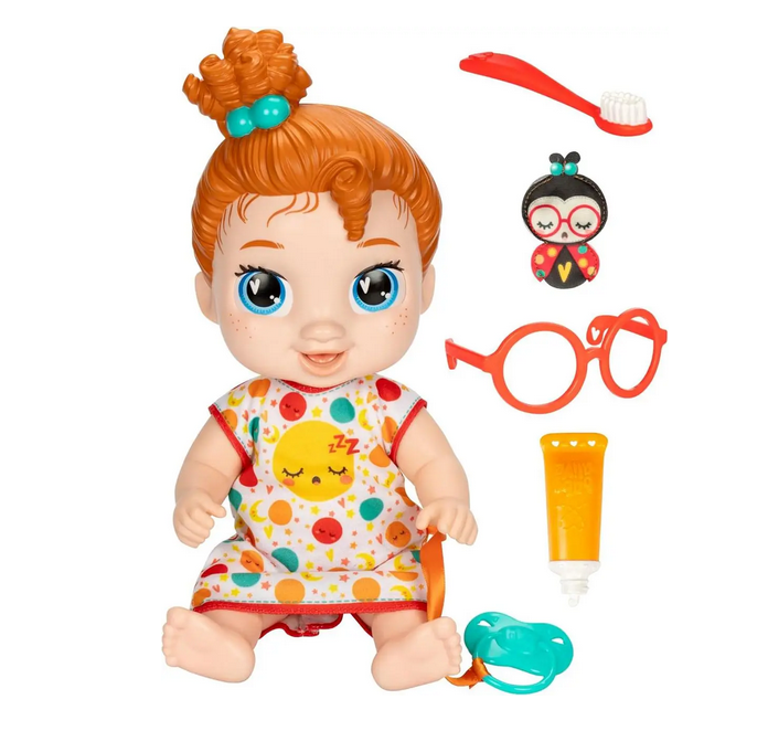 Лялька Дотті Дудл Baby Alive Lil Dreamer Dottie Doodle Sleepy Baby Doll Set Red Hair F9965