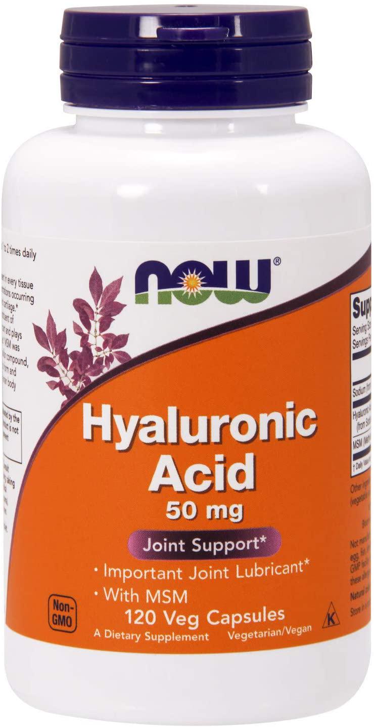 Кислота гиалуроновая NOW Hyaluronic Acid 50 mg with MSM 120 veggie capsules