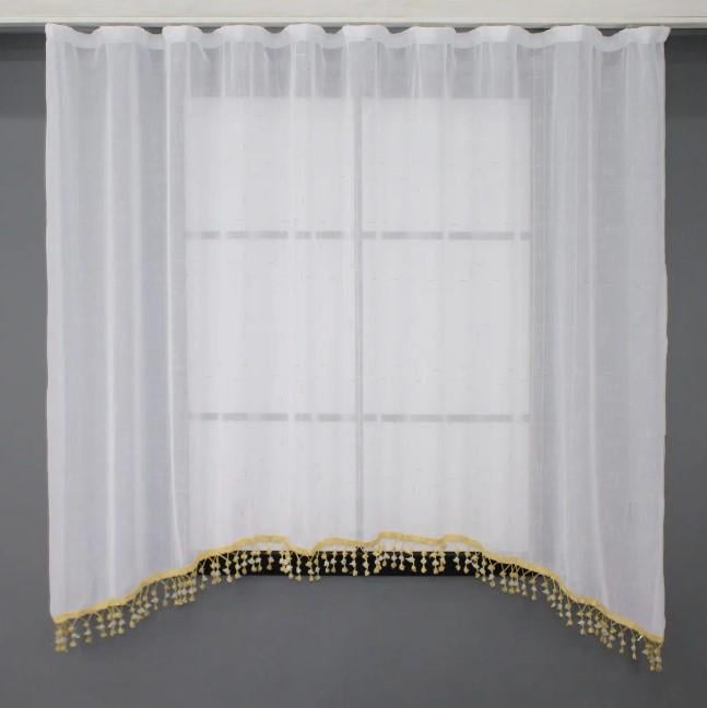 Тюль с аркой лен/бахрома 260х150 см Белый (000к 51-209) Тюль с аркой лен/бахрома 260х150 см Белый (000к 51-209)