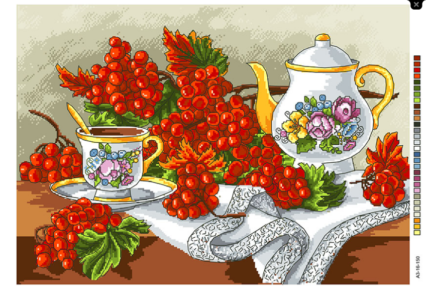 Канва с рисунком для вышивки нитками Калина А3-16-150 (0832)