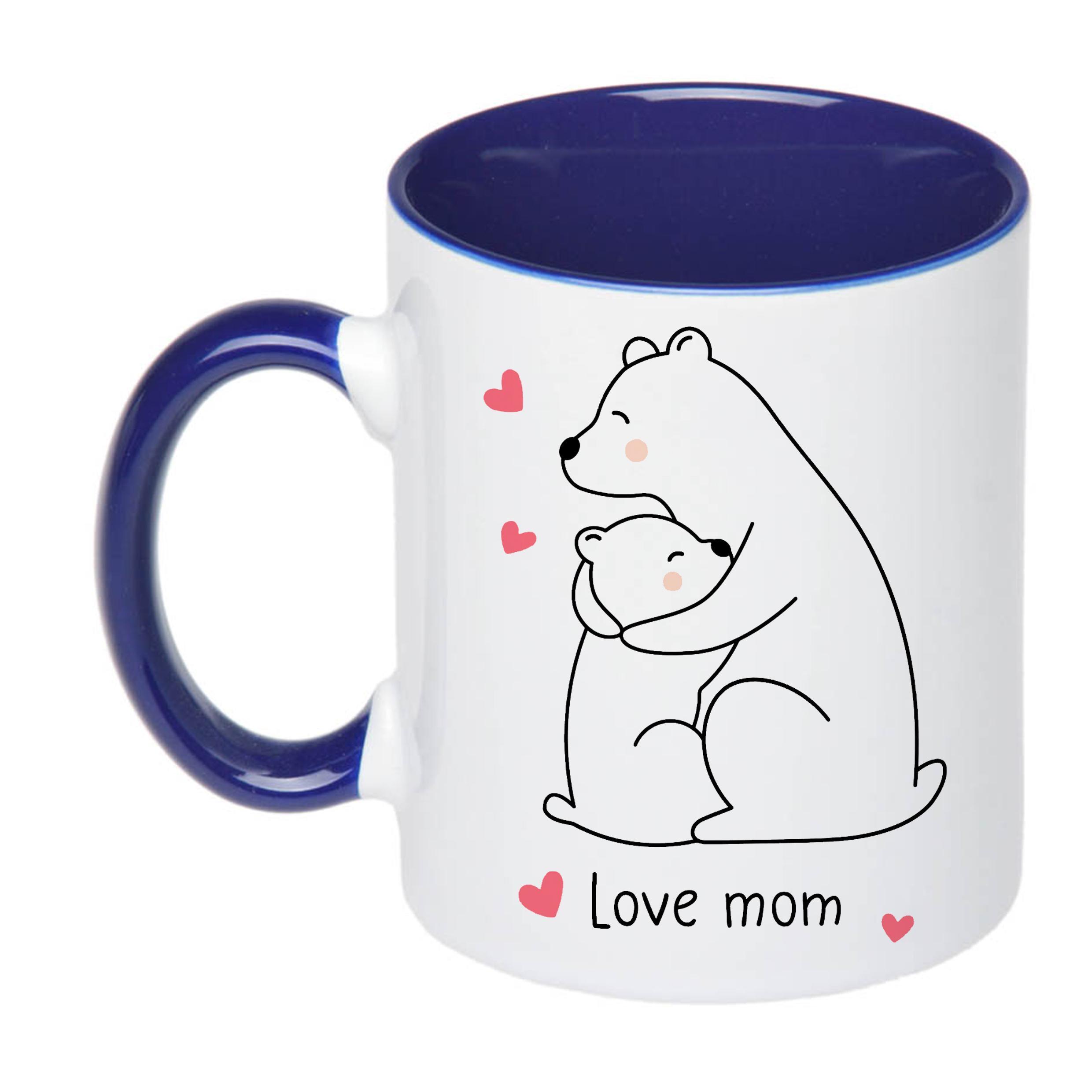 Чашка с печатью Love mom 330 мл Синий (22555)