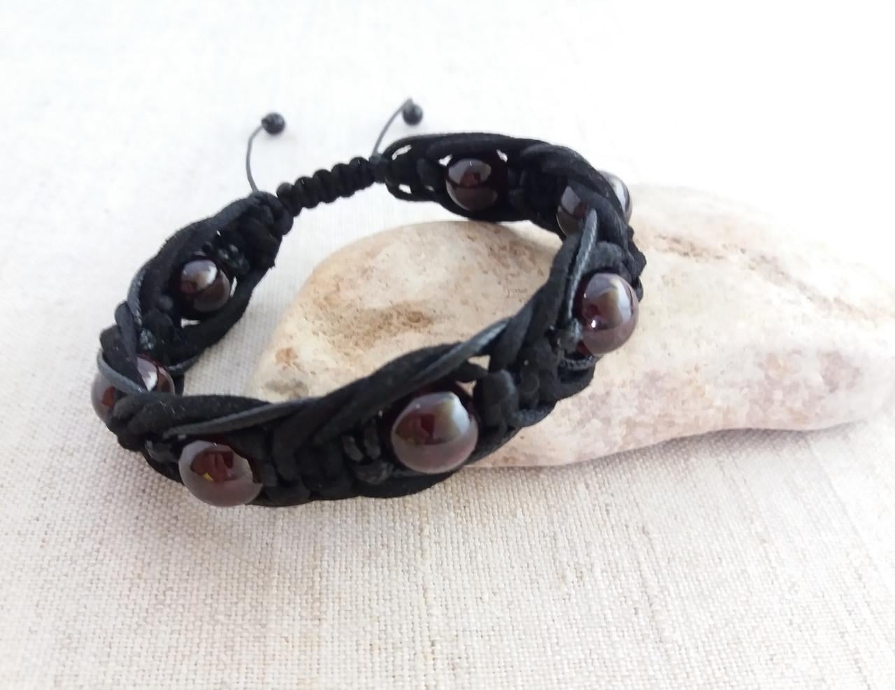 Браслет плетеный из Граната d 10мм (1896051092)