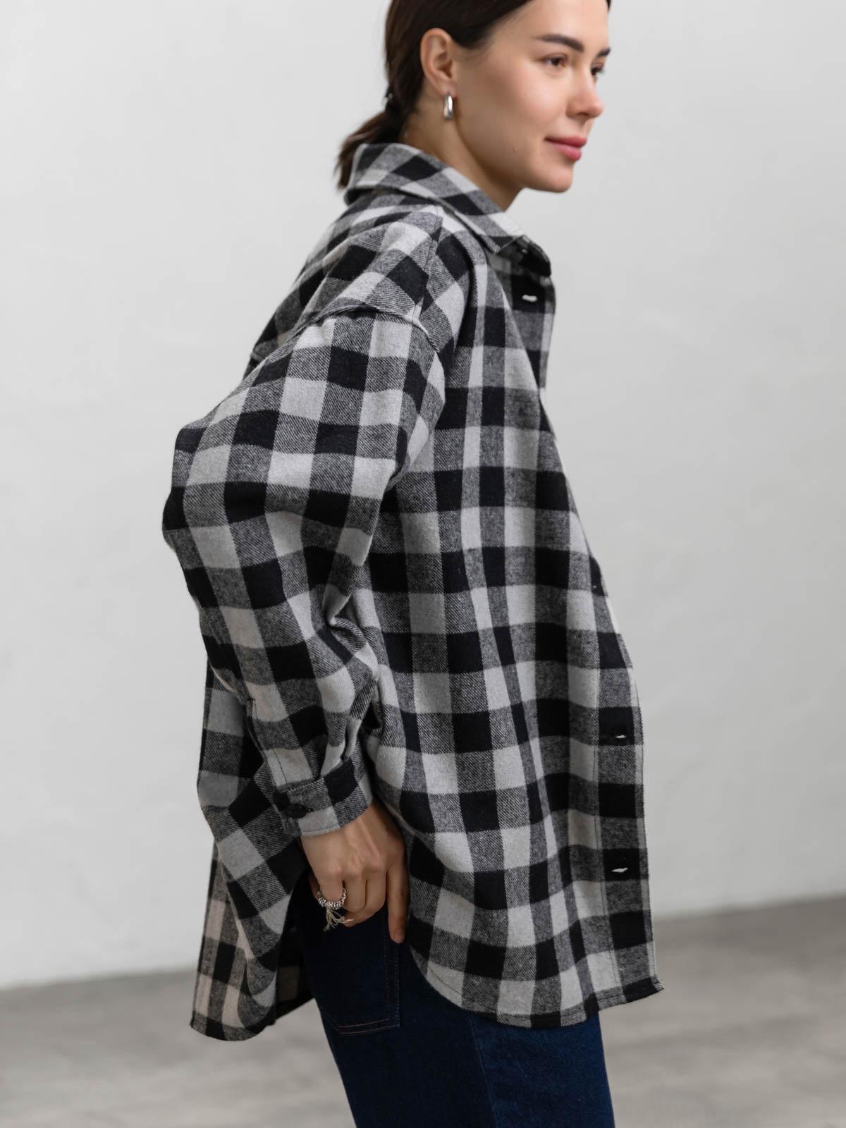 Сорочка жіноча байкова в клітинку FROMUS L Чорний (9513-2) - фото 3 Сорочка жіноча байкова в клітинку FROMUS L Чорний (9513-2) - фото 3