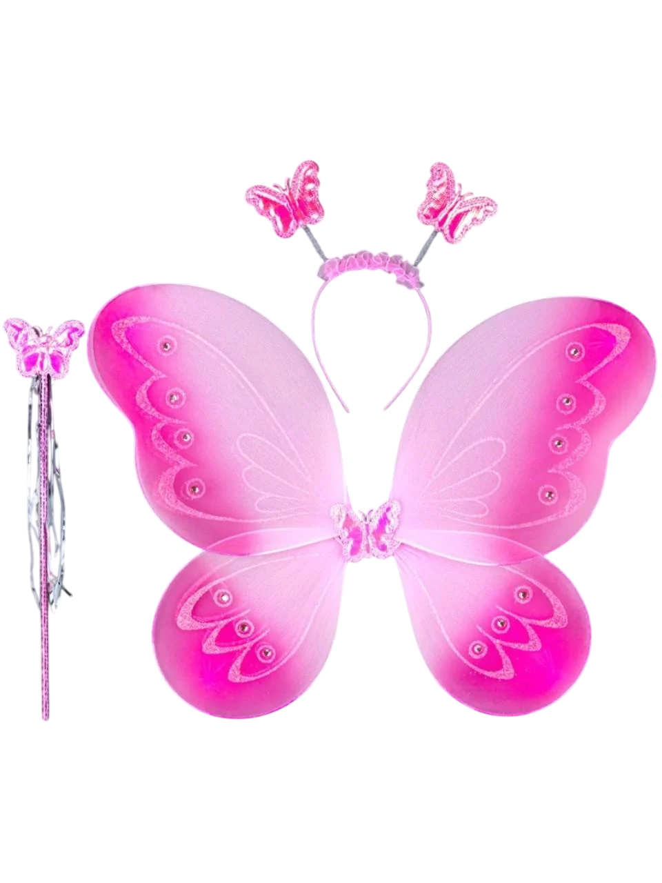 Набір феї крила/ободок/паличка 36x48 см Рожево-малиновий (2800205905)