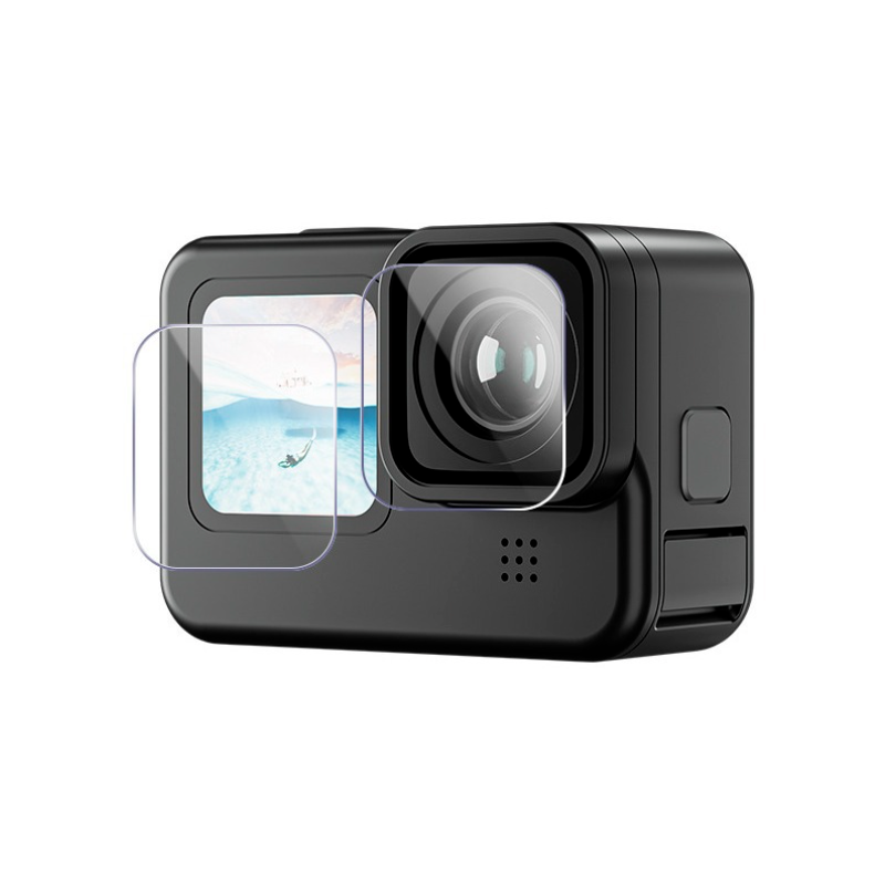 Комплект захисне скло на екрани та об'єктив для GoPro Hero 12/11/10/9 (19805)