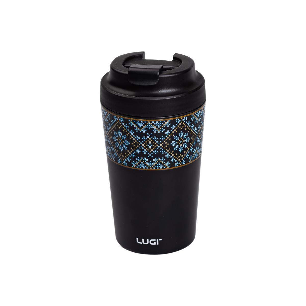 Термочашка YIWU HP-14-50B Вышиванка 380 мл с крышкой на защелке Черный (118-107- HP-14-50B ) - фото 2
