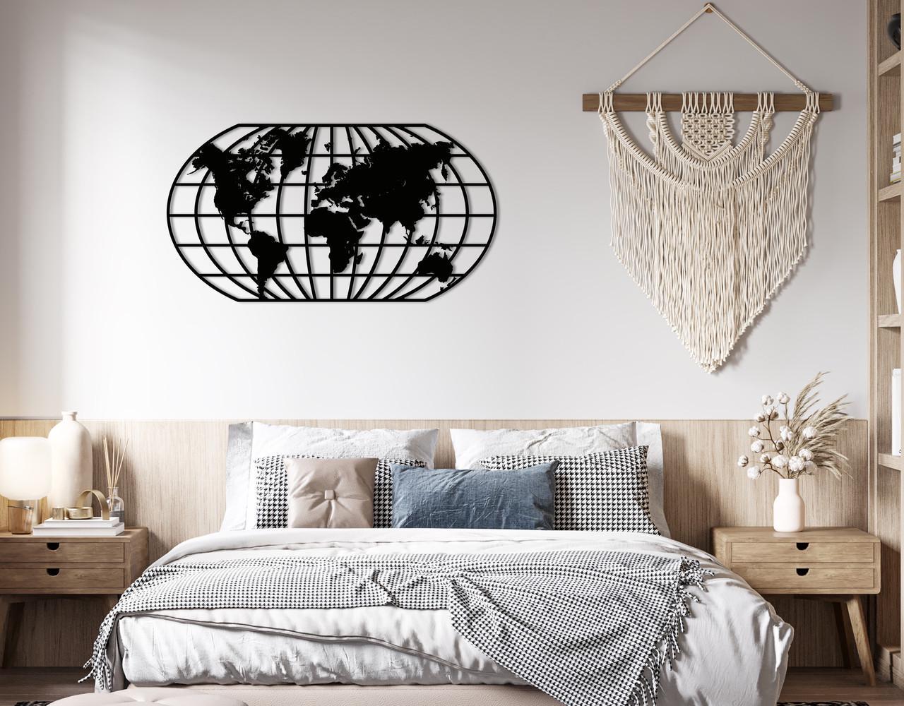 Декоративное панно на стену Upwood Decor Worldmap 5 50х92,5 см Black (1565799905)