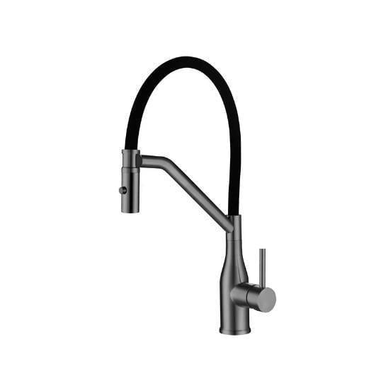 Смеситель для кухни KOER KI-70026-07 с черным силиконовым изливом (KR5211)