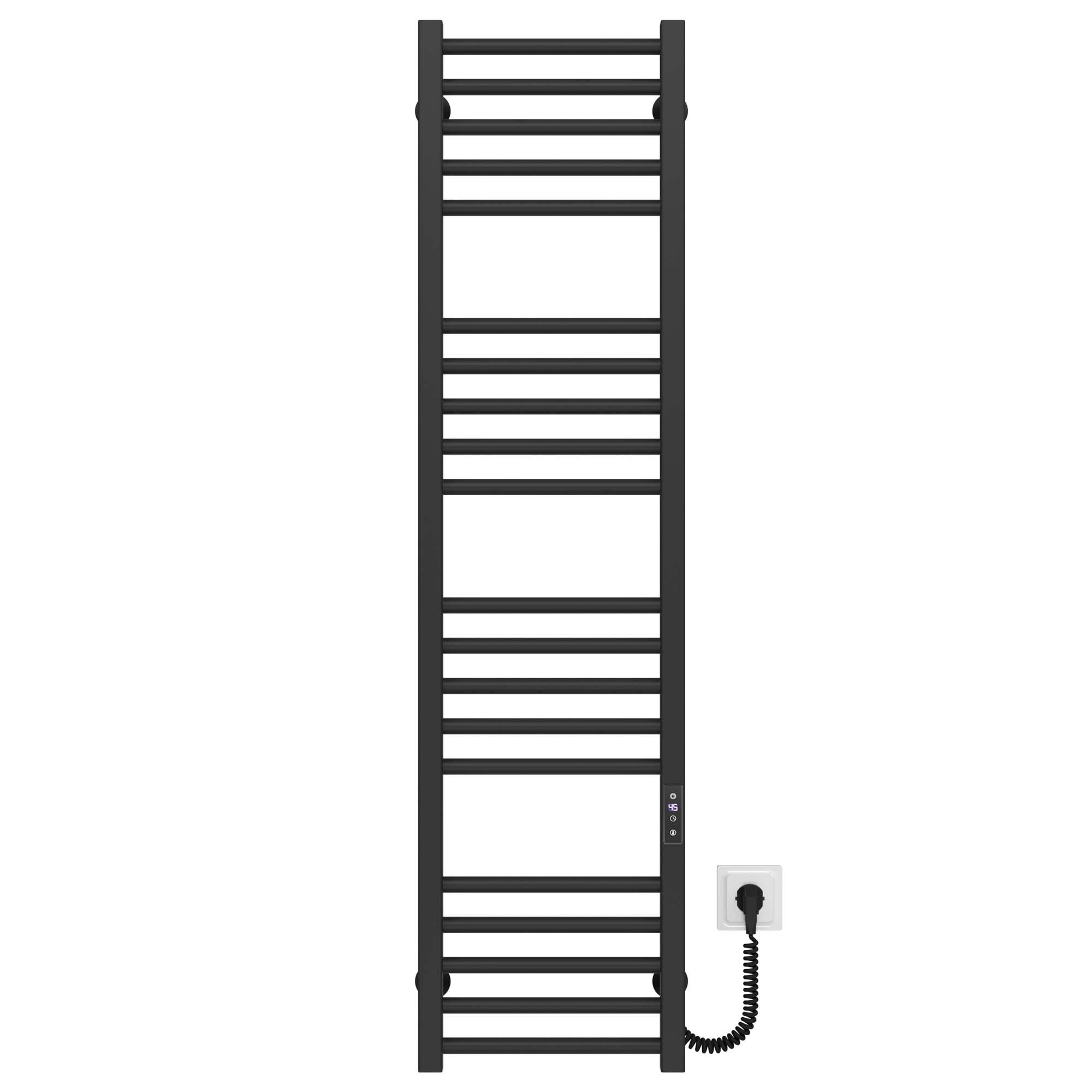 Полотенцесушитель электрический Deffi Lima П20 WD04 правое подключение нержавеющая сталь 400х1300 мм Черный (A.LI.130.40.20.EBR2)