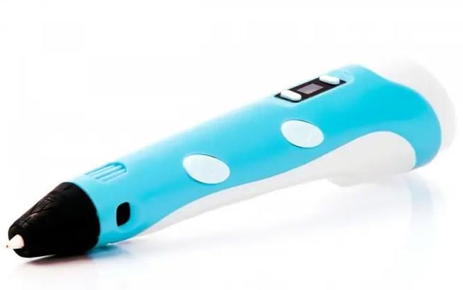 Ручка 3D для рисования 3D Pen 2 и пластик с трафаретами 50 м Голубой - фото 4