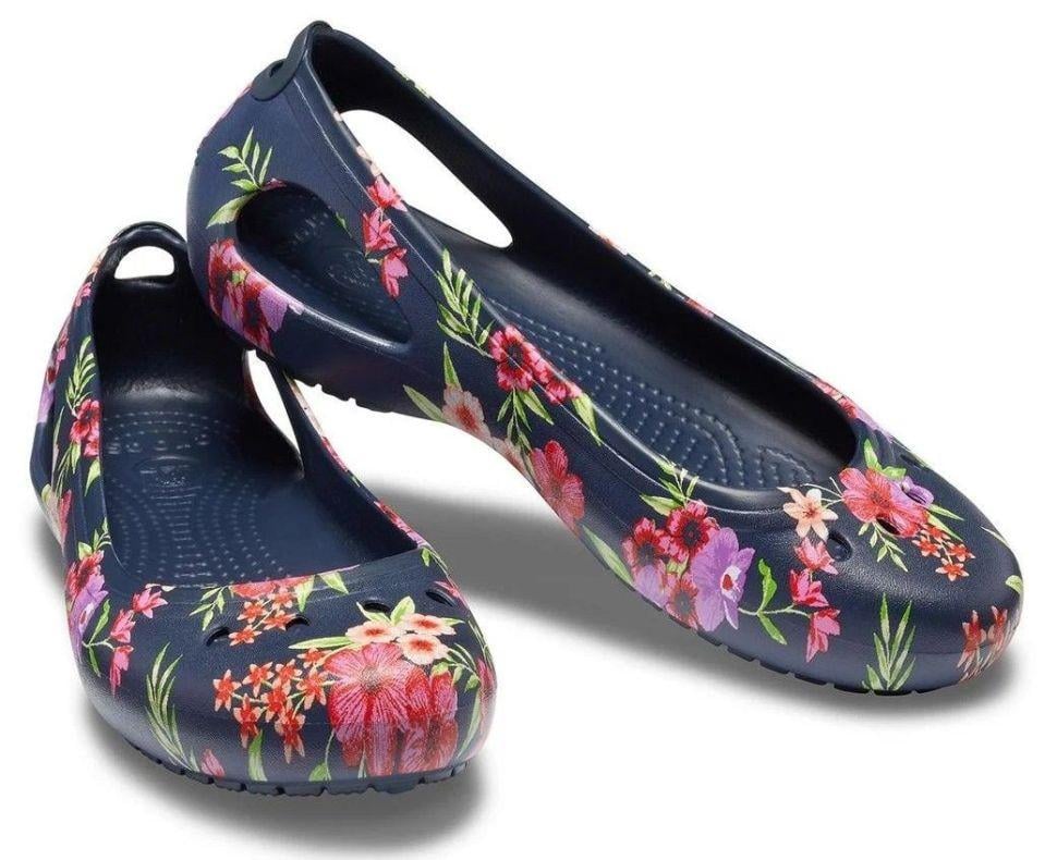 Балетки жіночі Crocs Kadee Printed Flat Tropical Floral/Navy р. 37-38 Чорний (24083)