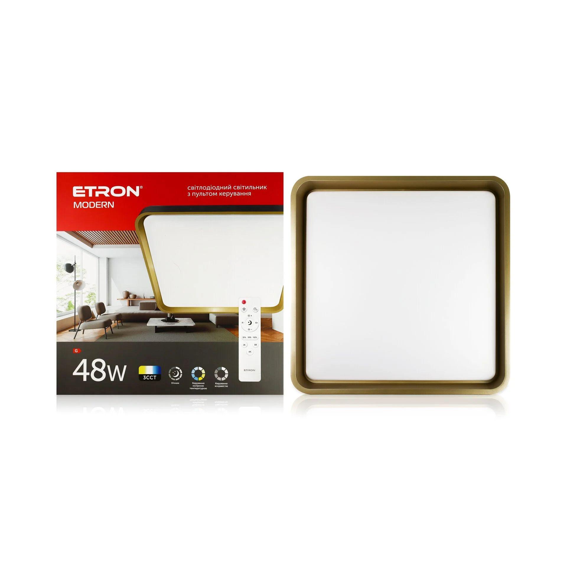 Светильник светодиодный с пультом ETRON Smart Modern 1-ESP-2008 48W IP20 Gold/Black (34169649)