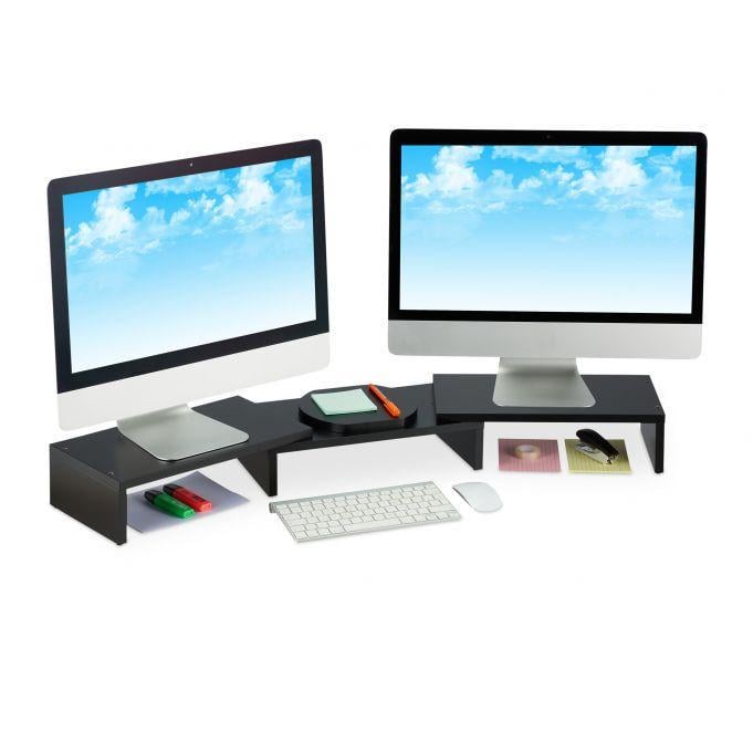Підставка для 2-х моніторів 11x104x20,5 см Чорний