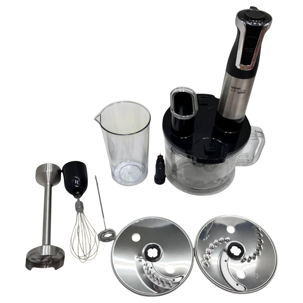 Блендер занурювальний Zepline ZP-797 з насадками для шаткування/змішування/подрібнення/збивання 1500 Вт 1,5 л Чорний (є65)