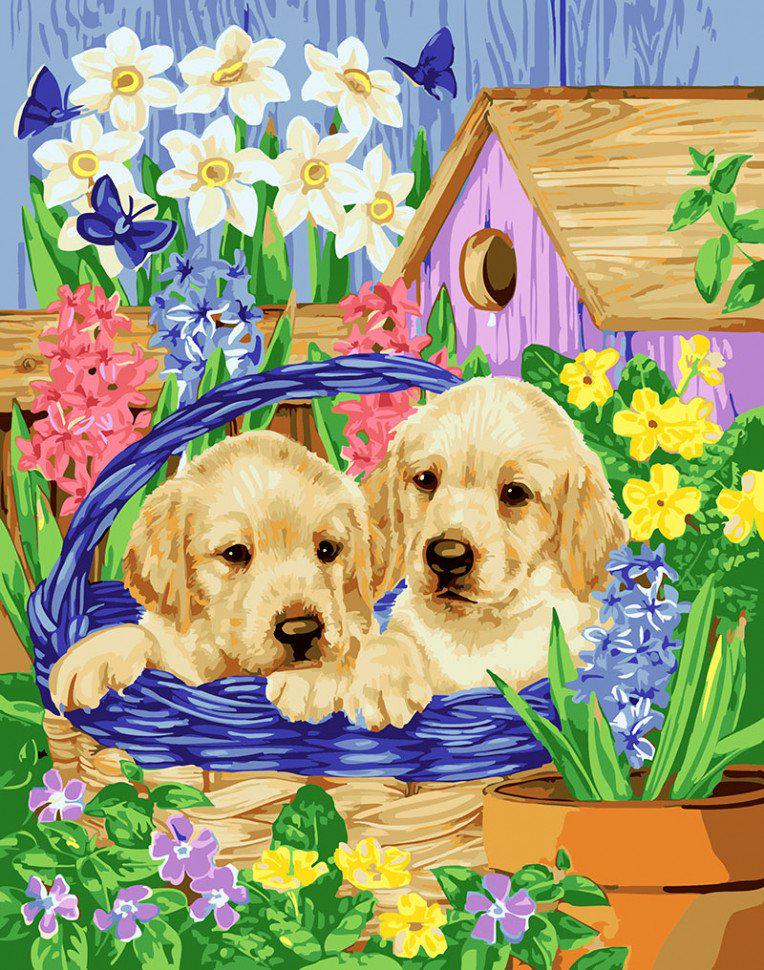 Картина по номерам Brushme Собачки в деревне (GX21469) Картина по номерам Brushme Собачки в деревне (GX21469)