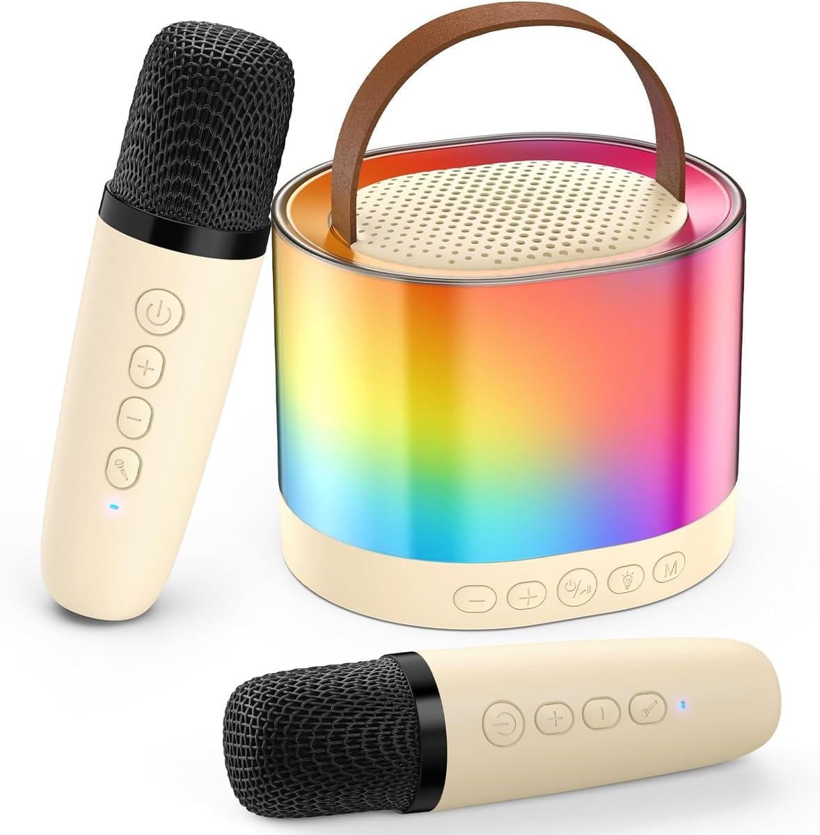 Портативная колонка и караоке детское KAR201 с подсветкой RGB и микрофоном 2 шт. (37688672)