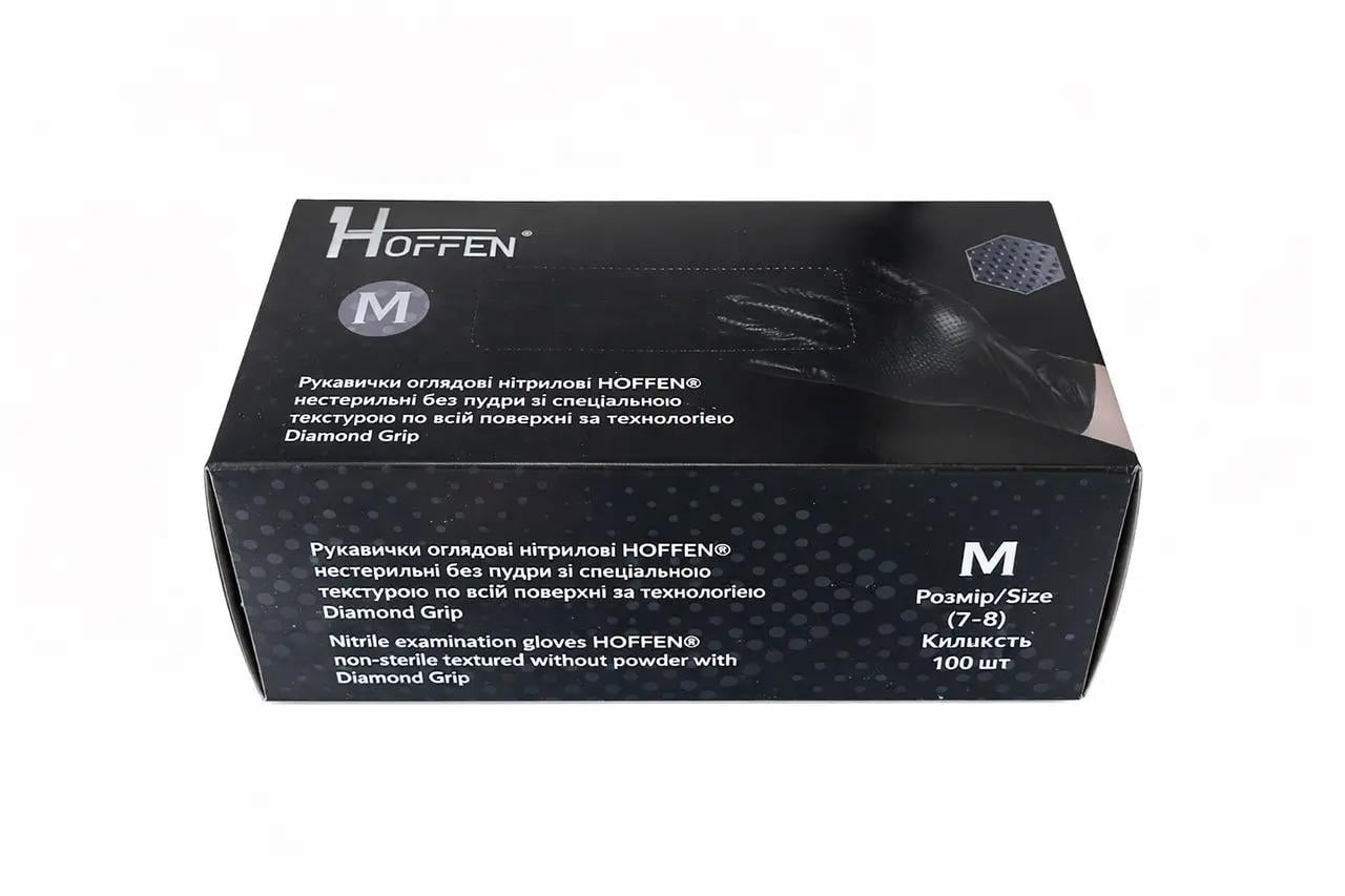 Рукавички нітрилові HOFFEN Diamond Grip M Чорний (32310273)