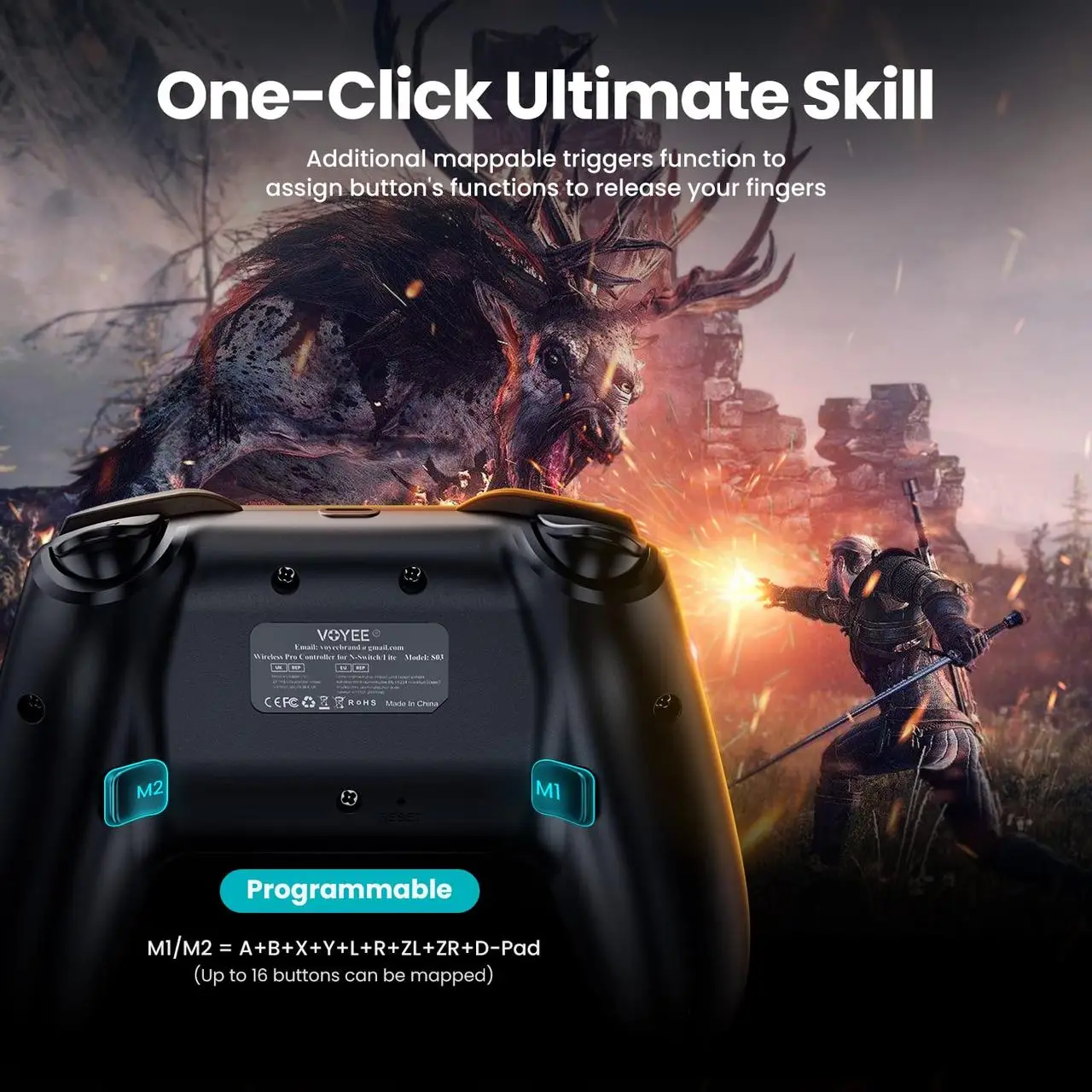 Геймпад бездротовий VOYEE S03 для Nintendo Switch/Lite/OLED з програмованими кнопками та Turbo (71885) - фото 5 Геймпад бездротовий VOYEE S03 для Nintendo Switch/Lite/OLED з програмованими кнопками та Turbo (71885) - фото 5