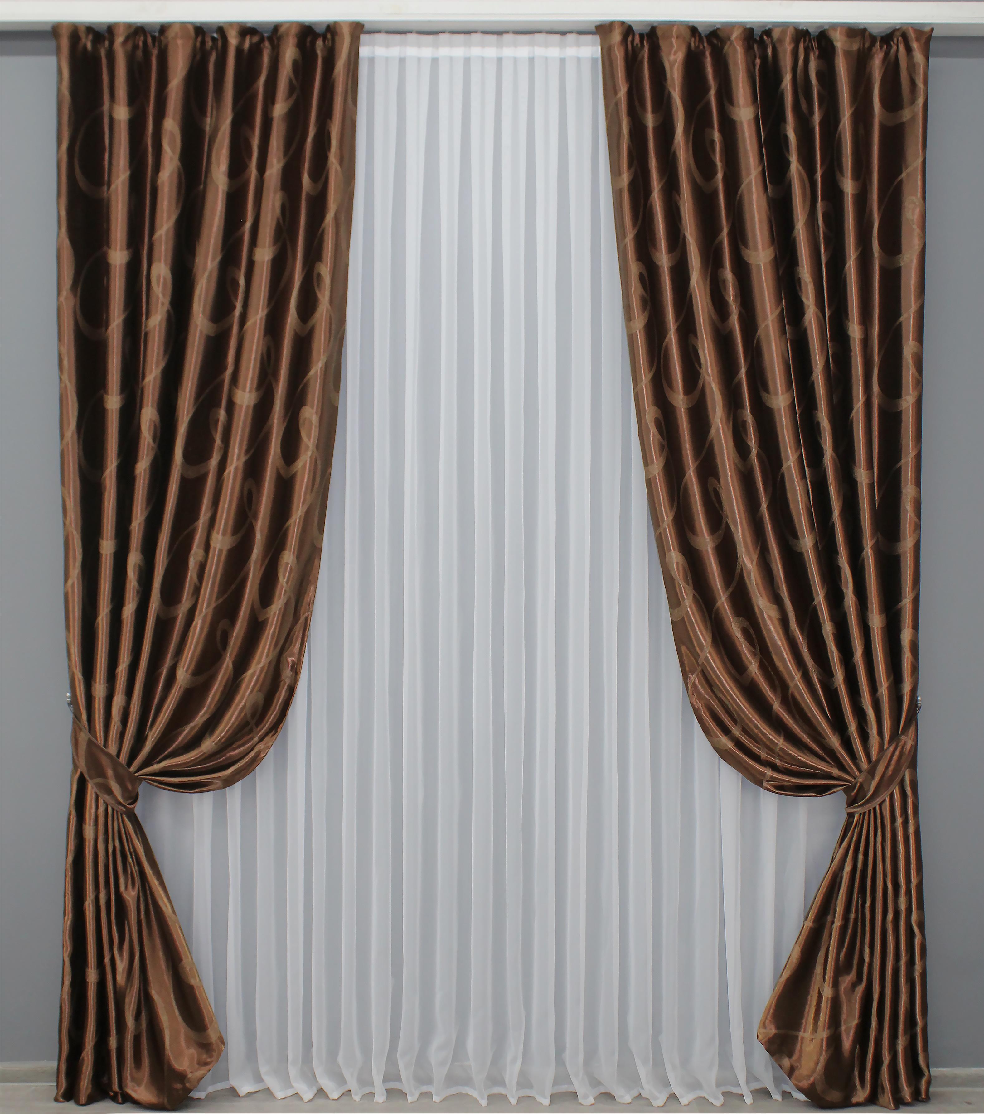 Комплект штор VR-Textil Молли №387ш А Блэкаут 2шт. 100х270 см Коричневый (31-661)